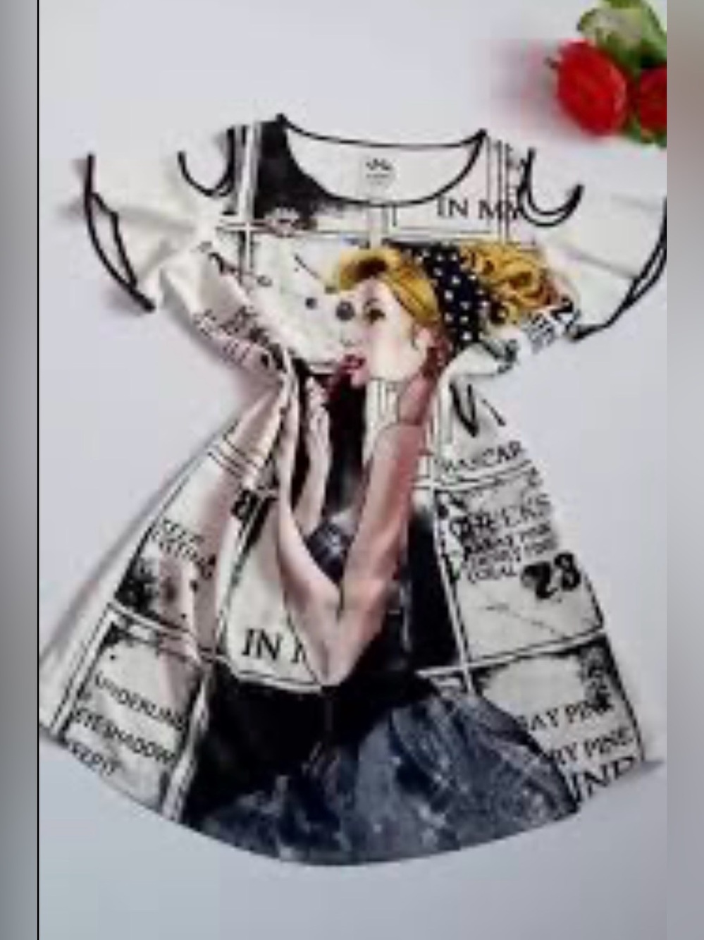 Puella White Graphic Dress with Yellow Accent